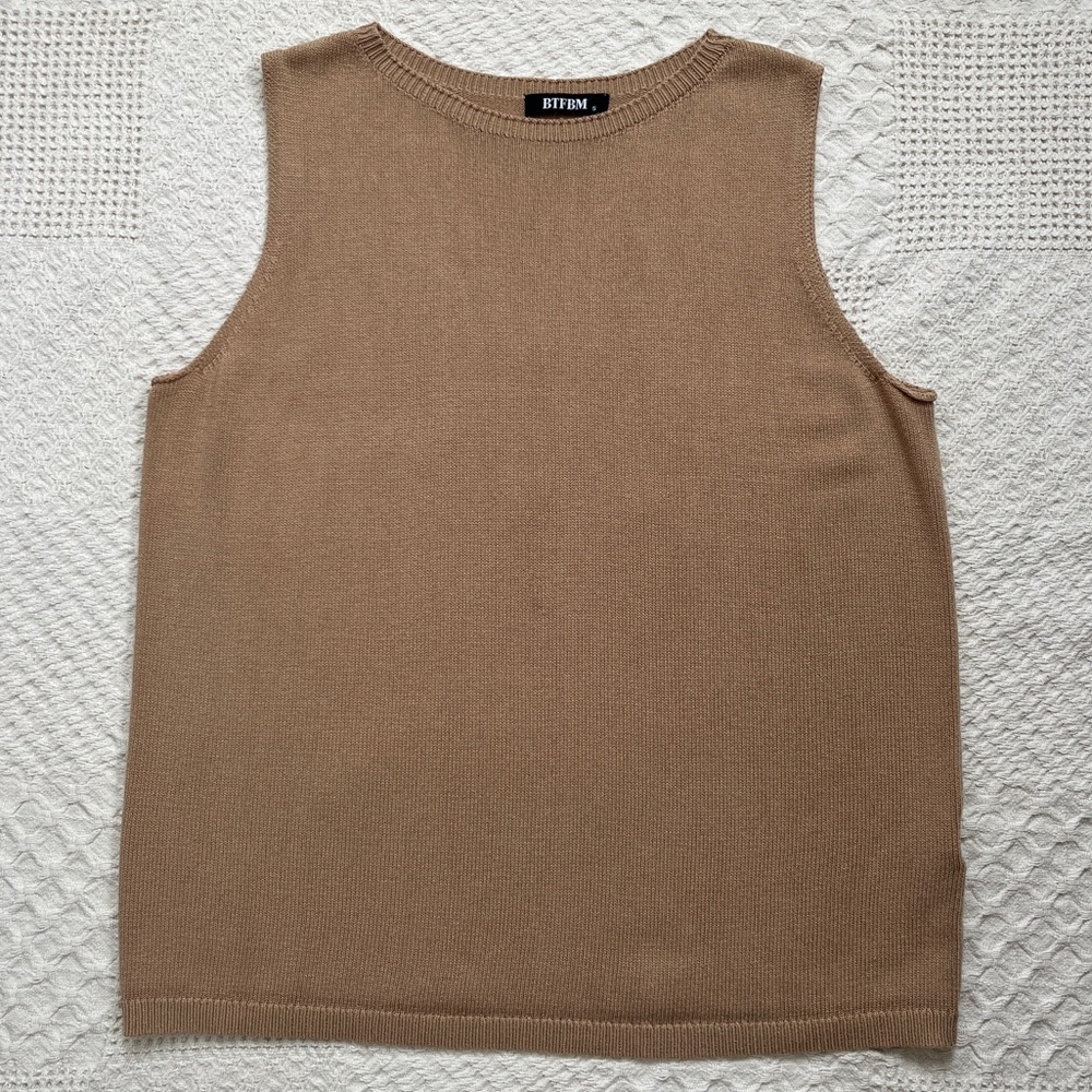 Tan Sleeveless Sweater Vest - Picture 3 of 6